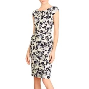 Navy Grey Lauren Ralph Lauren Floral Jersey Dress Size 10